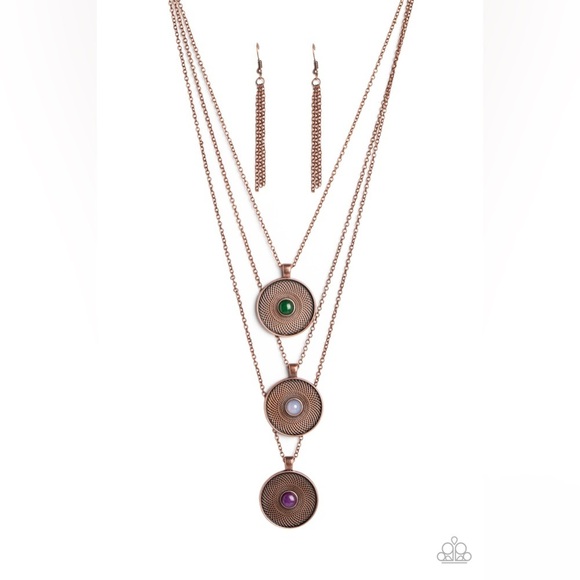 Geographic Grace - Copper Layered Necklace - Picture 2 of 4